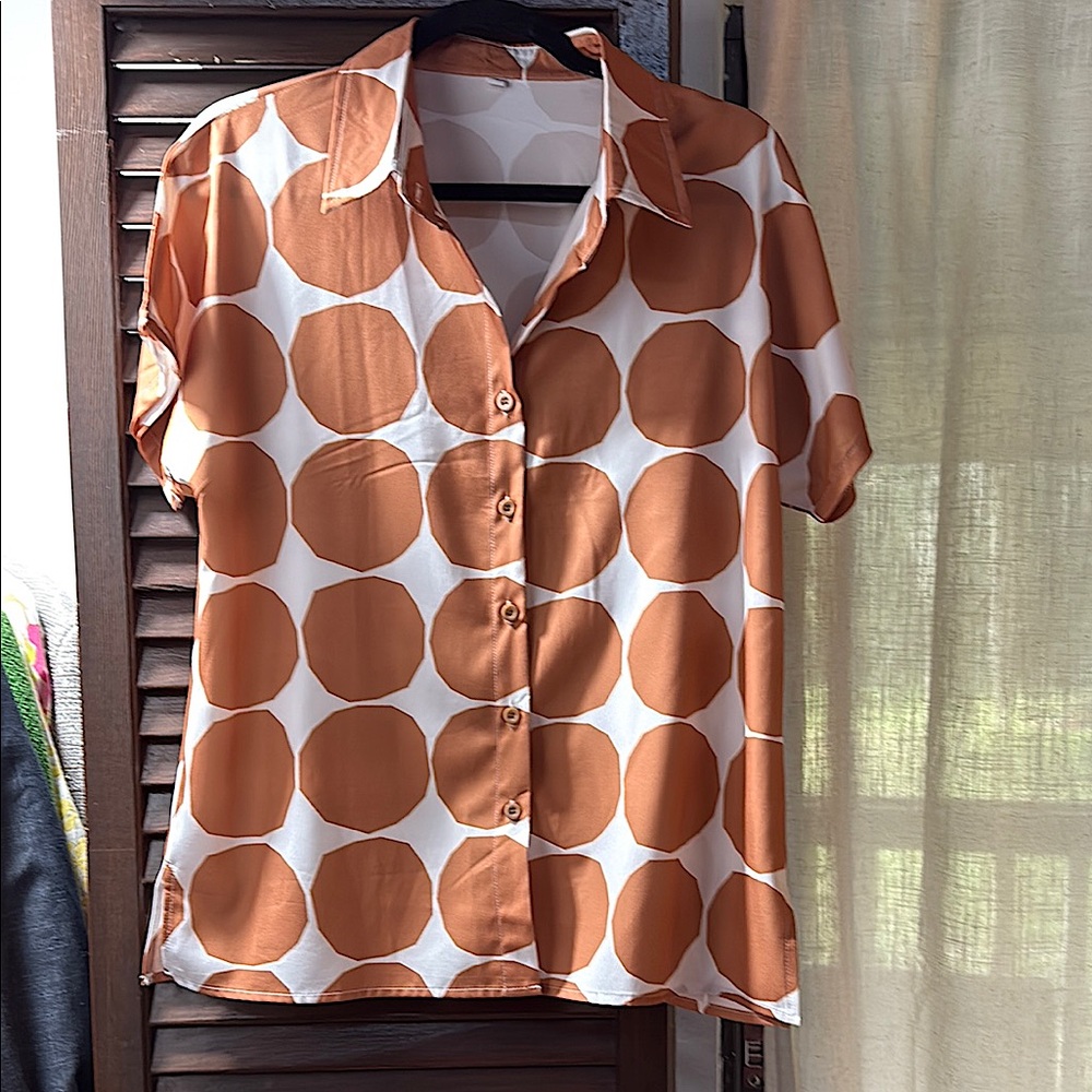 Polka Dot Button-Up Women's Top